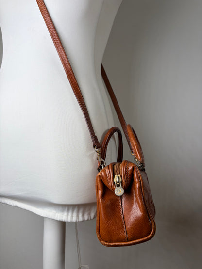 Vintage Fendi Embossed Leather Top-Handle Bag Late 1990s Brown