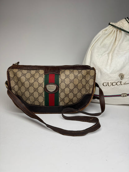 Vintage Gucci Monogram Shoulder bag grey Brown