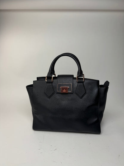 Sac vintage en cuir noir Vivienne Westwood