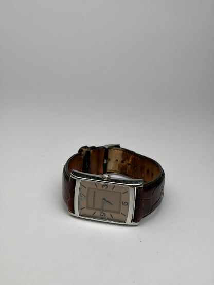 Vintage Emporio Armani Crocodile-Effect Leather Dress Watch Early 2000s Brown