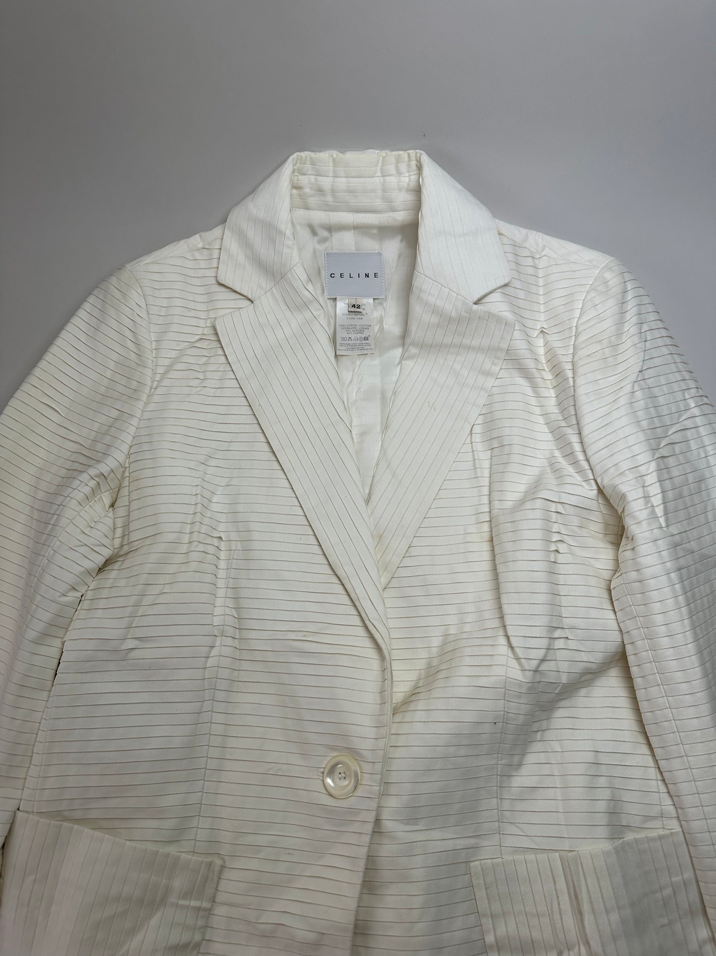 Vintage Celine Cotton Silk Blazer Cream M