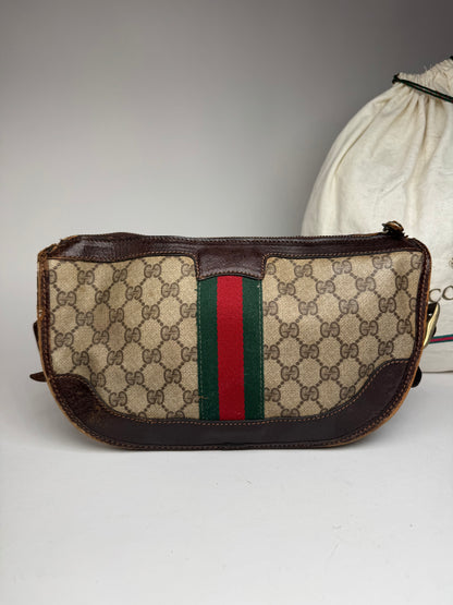 Vintage Gucci Monogram Shoulder bag grey Brown