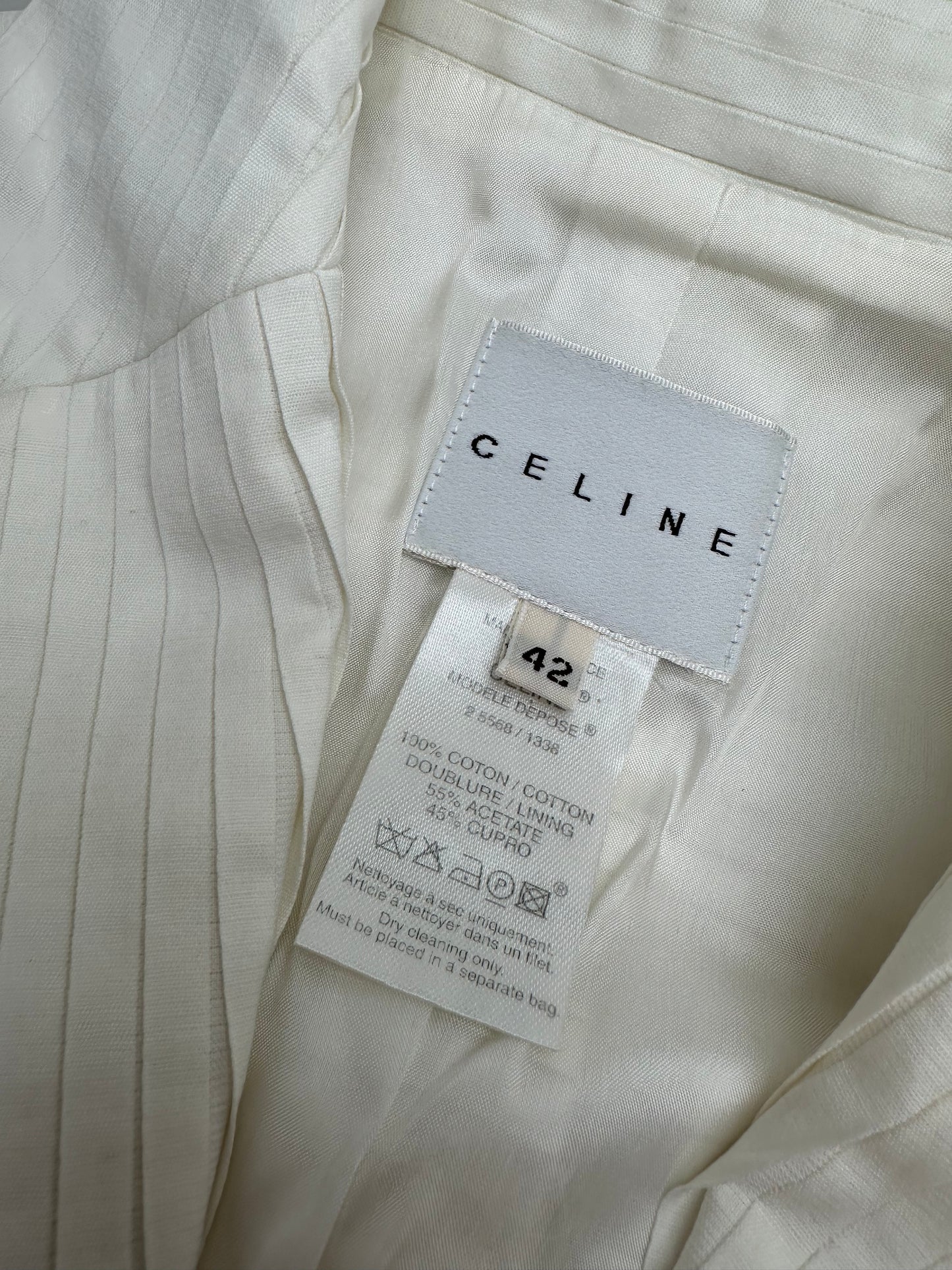 Vintage Celine Cotton Silk Blazer Cream M