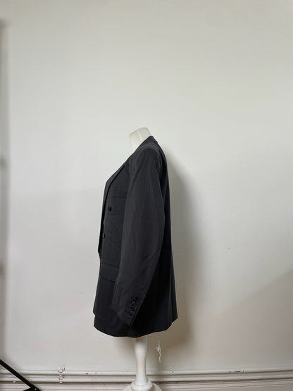 Vintage Dior Charcoal Wool Blend Blazer Striped XXL