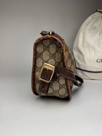 Vintage Gucci Monogram Shoulder bag grey Brown