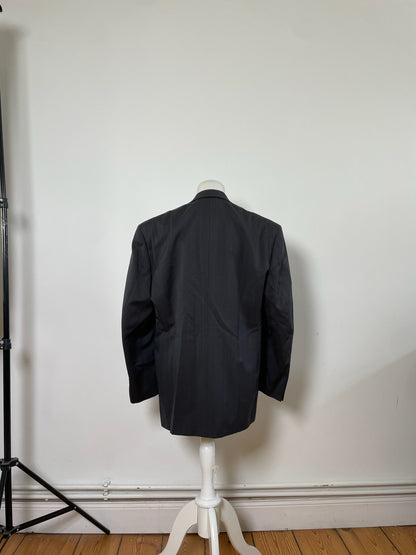 Vintage Dior Charcoal Wool Blend Blazer Striped XXL