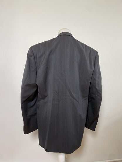 Vintage Dior Charcoal Wool Blend Blazer Striped XXL