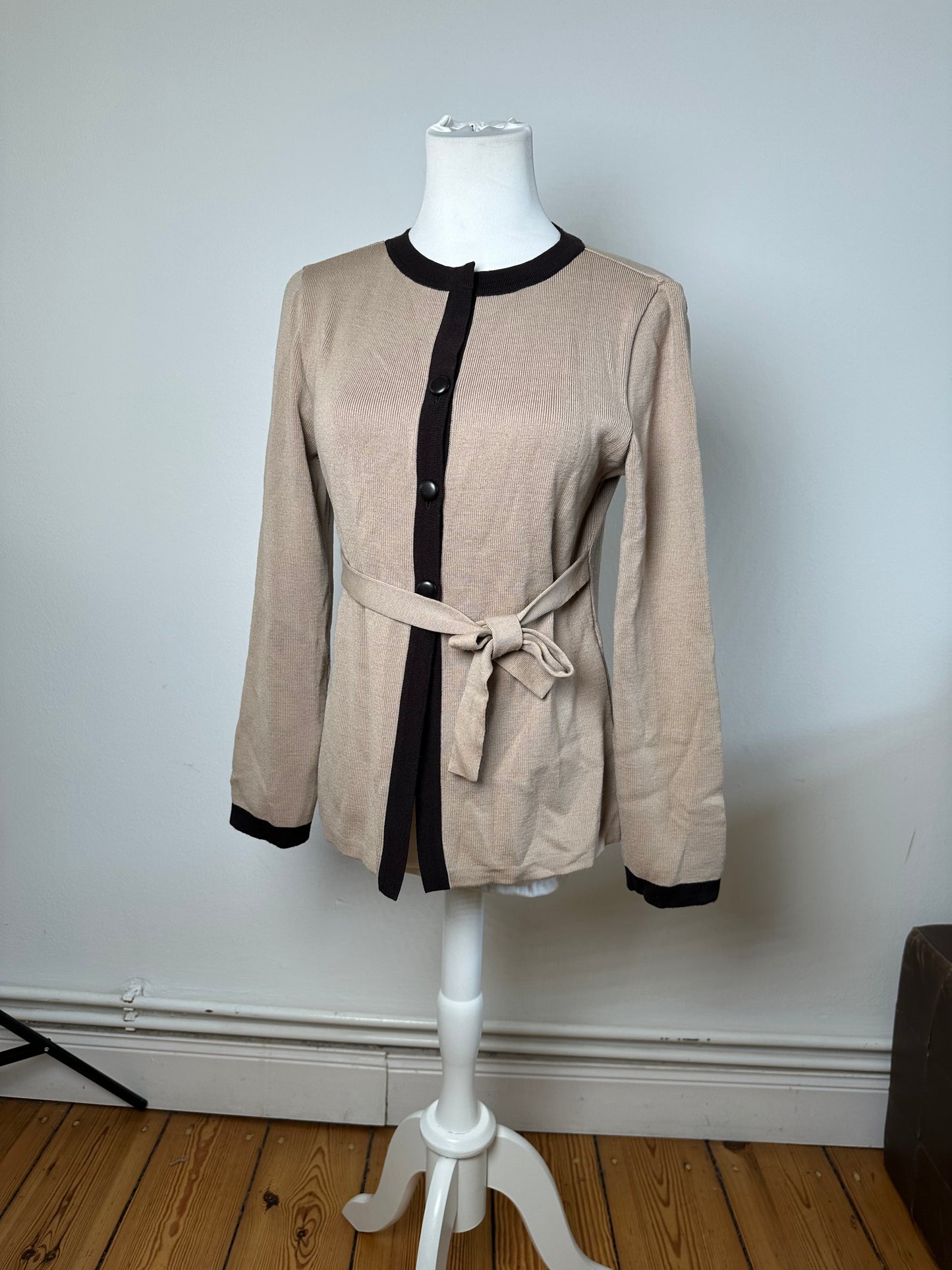 Vintage Balenciaga Wool Dress / Short Coat Black Brown-Beige M