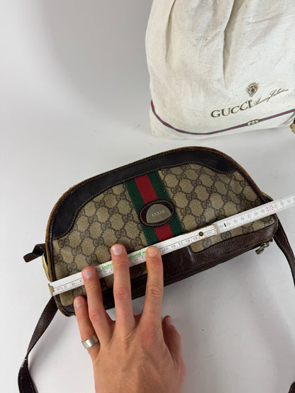 Vintage Gucci Monogram Shoulder bag grey Brown