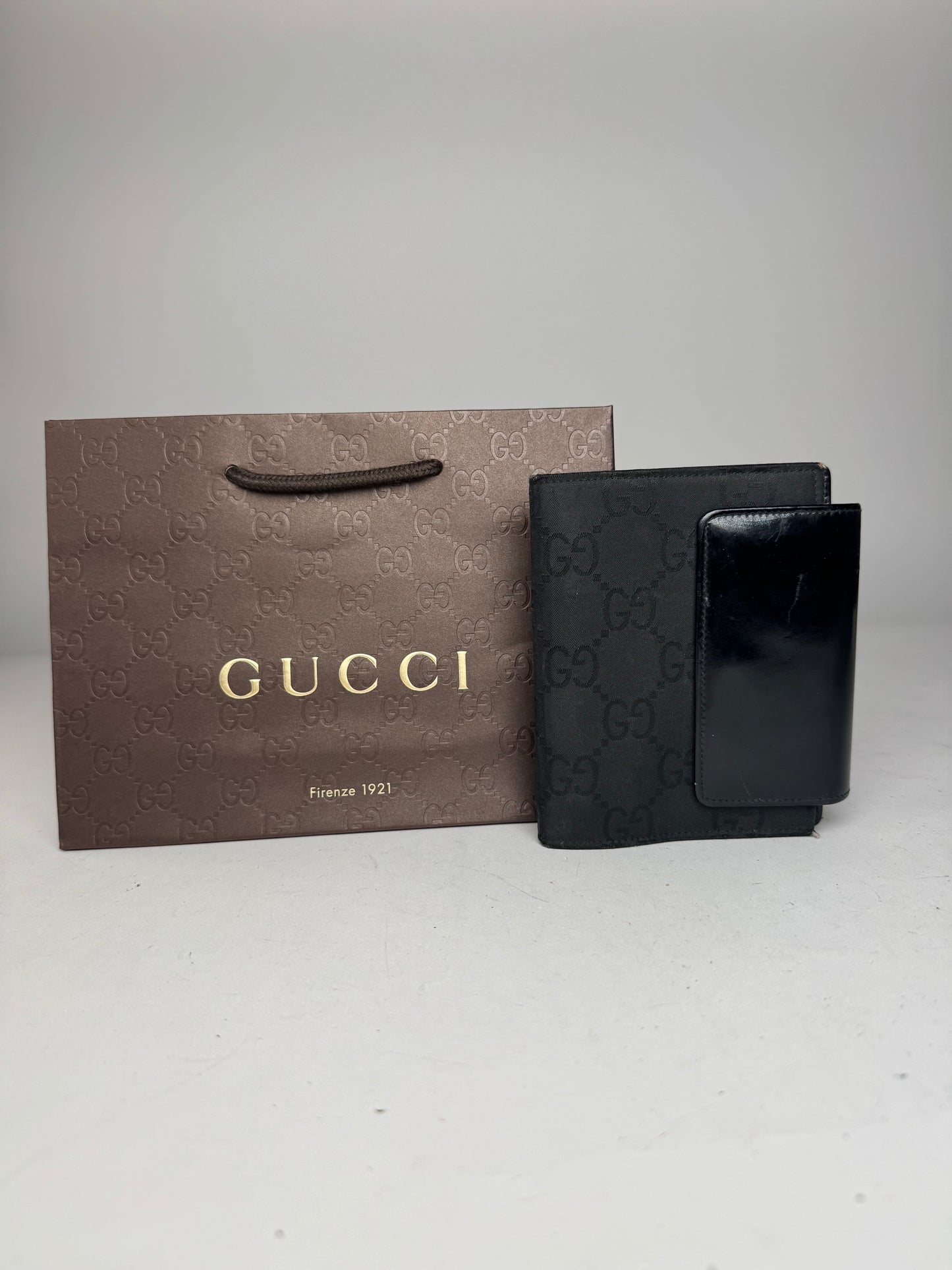 Vintage Gucci Monogram Card Holder Organizer Black