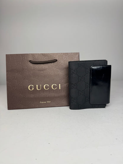 Vintage Gucci Monogram Card Holder Organizer Black