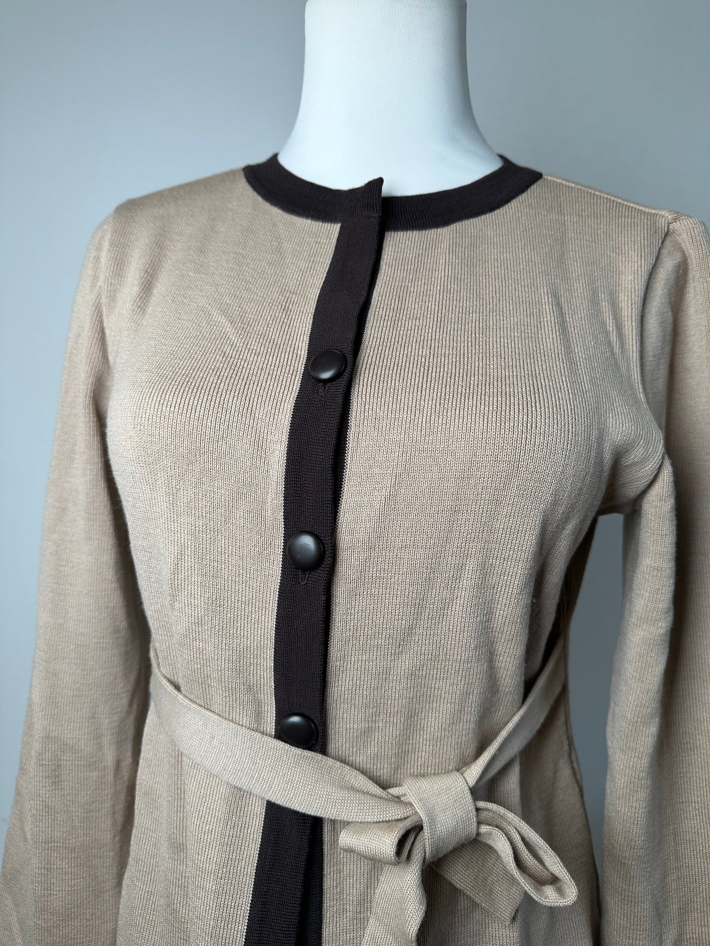 Vintage Balenciaga Wool Dress / Short Coat Black Brown-Beige M