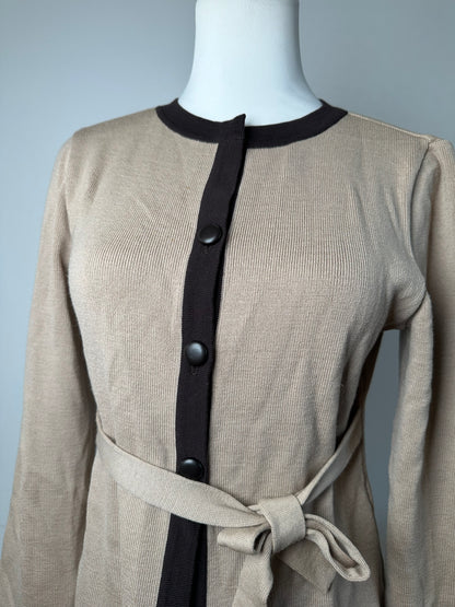 Vintage Balenciaga Wool Dress / Short Coat Black Brown-Beige M