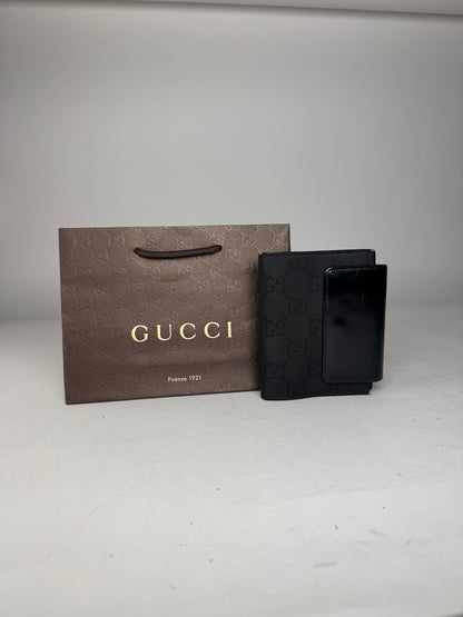 Vintage Gucci Monogram Card Holder Organizer Black