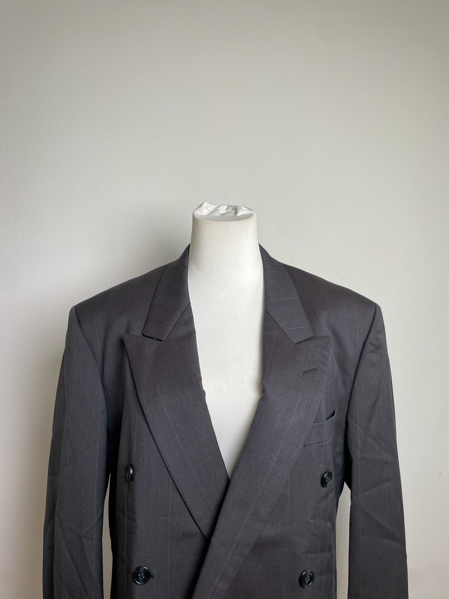 Vintage Dior Charcoal Wool Blend Blazer Striped XXL