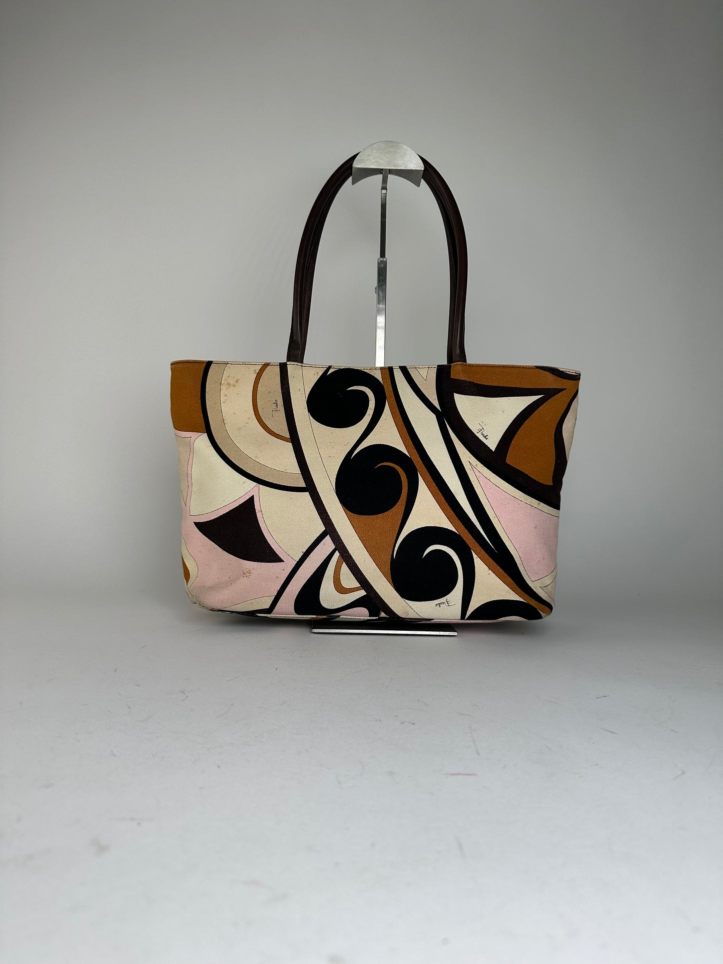 Vintage Emilio Pucci Tote Bag Canvas Cream Multicolor