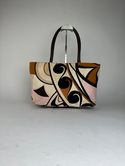 Vintage Emilio Pucci Tote Bag Canvas Cream Multicolor