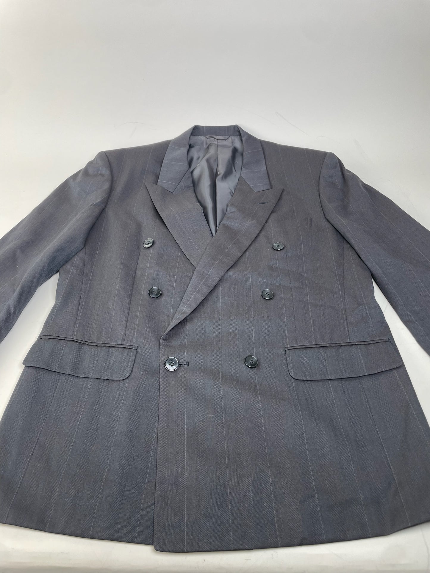 Vintage Dior Charcoal Wool Blend Blazer Striped XXL