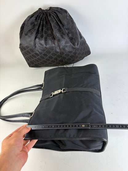 Vintage Gucci Nylon Tote Bag Black Silver