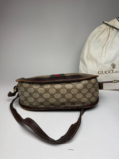 Vintage Gucci Monogram Shoulder bag grey Brown