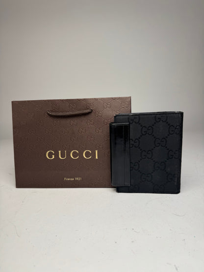 Vintage Gucci Monogram Card Holder Organizer Black
