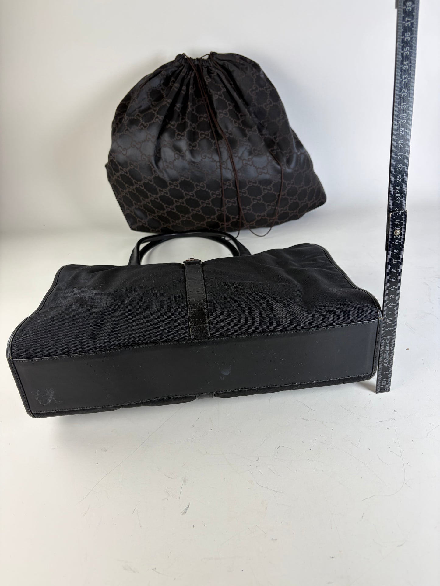 Vintage Gucci Nylon Tote Bag Black Silver
