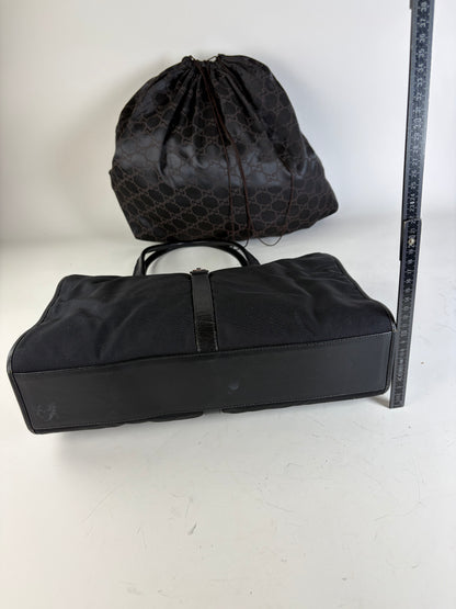 Vintage Gucci Nylon Tote Bag Black Silver