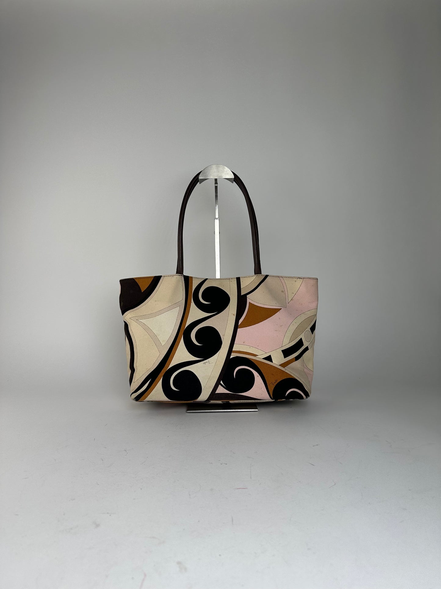 Vintage Emilio Pucci Tote Bag Canvas Cream Multicolor