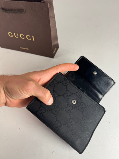Vintage Gucci Monogram Card Holder Organizer Black