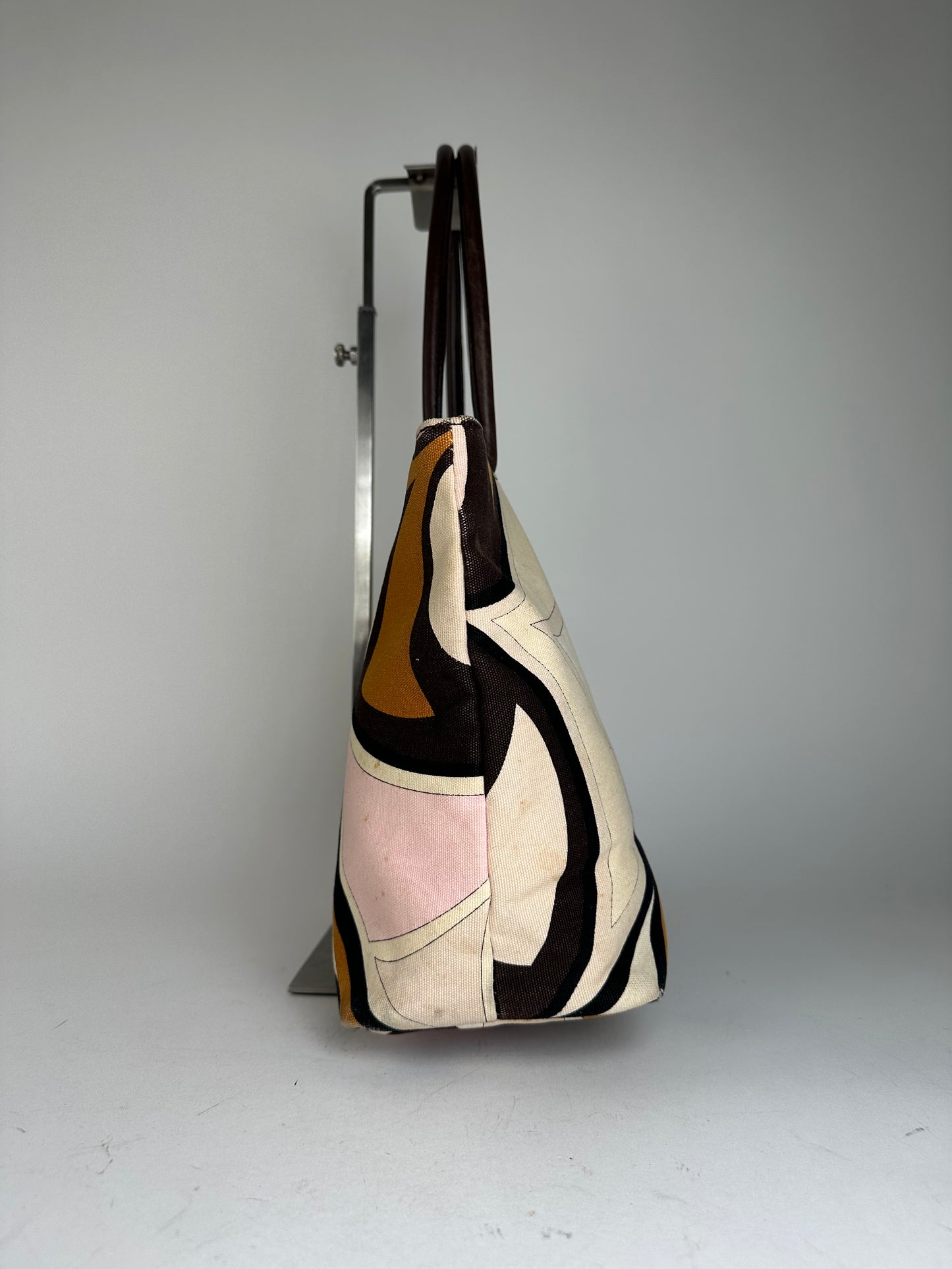 Vintage Emilio Pucci Tote Bag Canvas Cream Multicolor