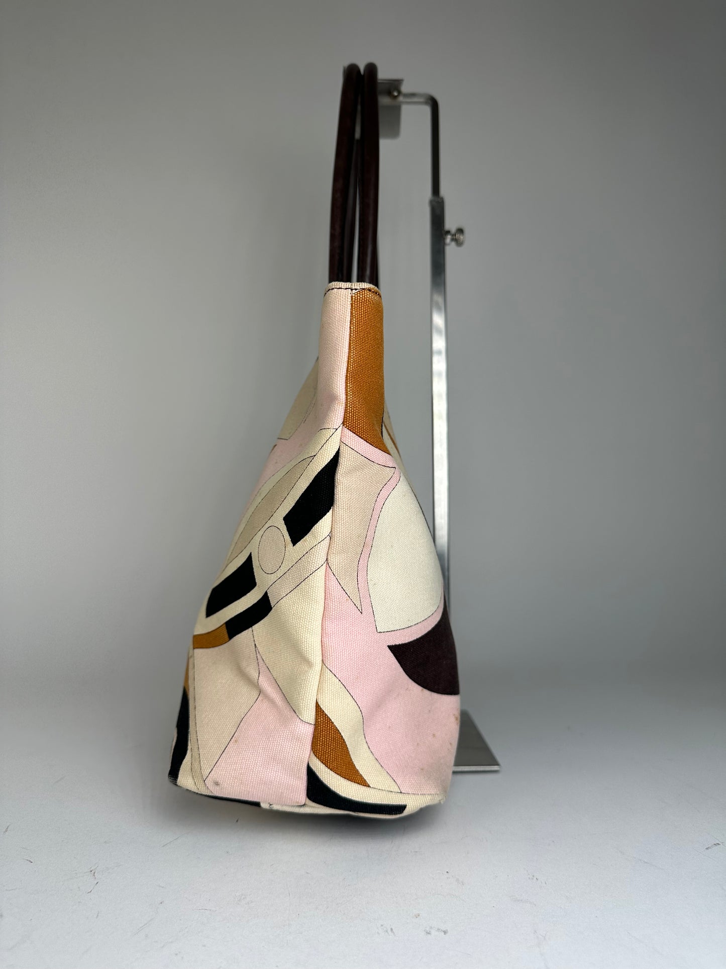Vintage Emilio Pucci Tote Bag Canvas Cream Multicolor