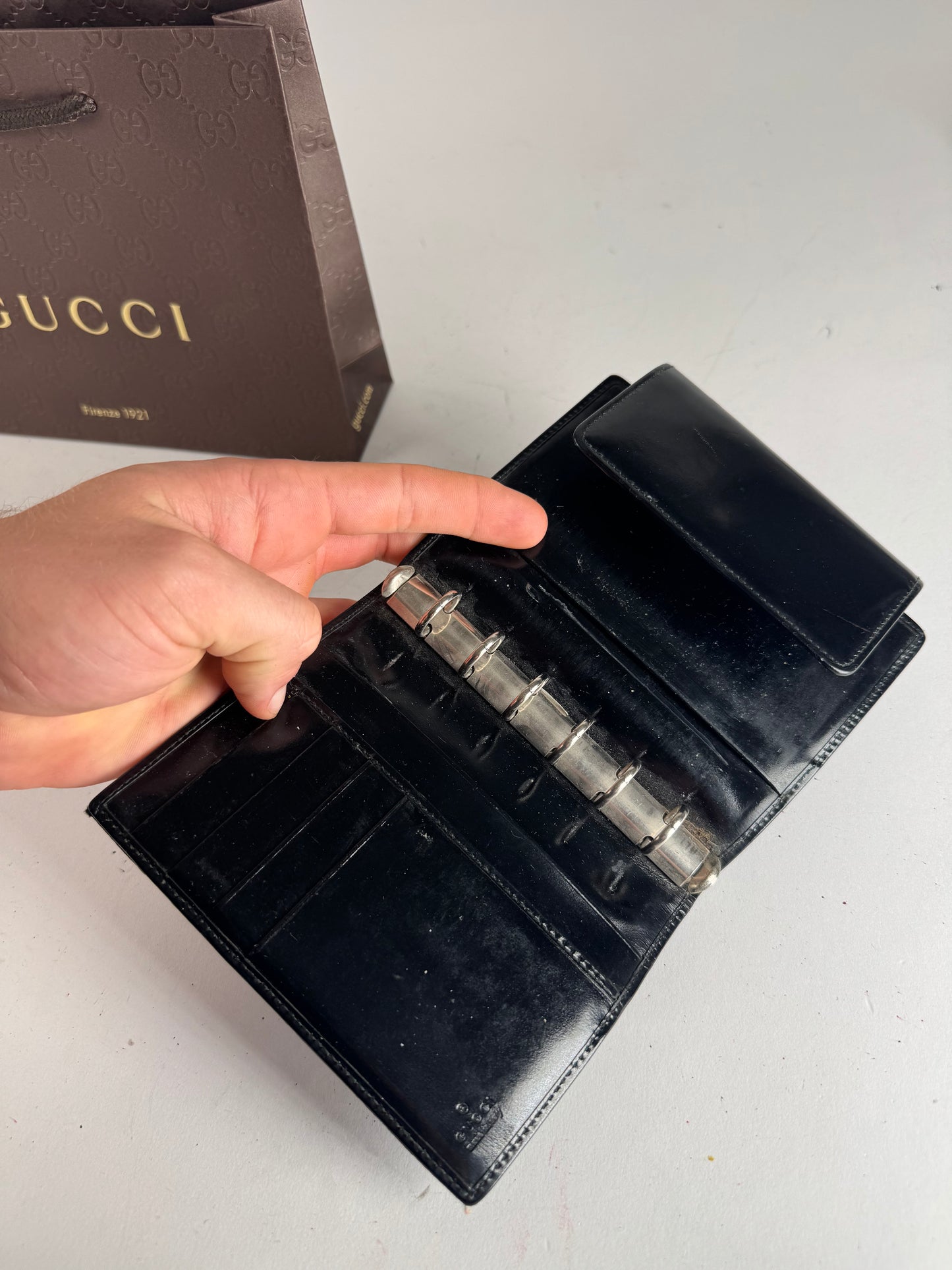 Vintage Gucci Monogram Card Holder Organizer Black