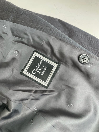 Vintage Dior Charcoal Wool Blend Blazer Striped XXL