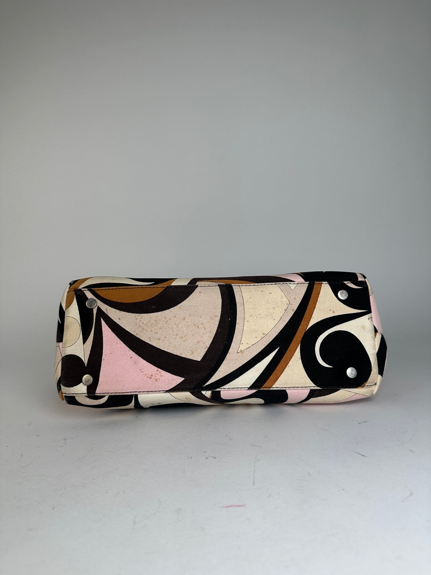 Vintage Emilio Pucci Tote Bag Canvas Cream Multicolor