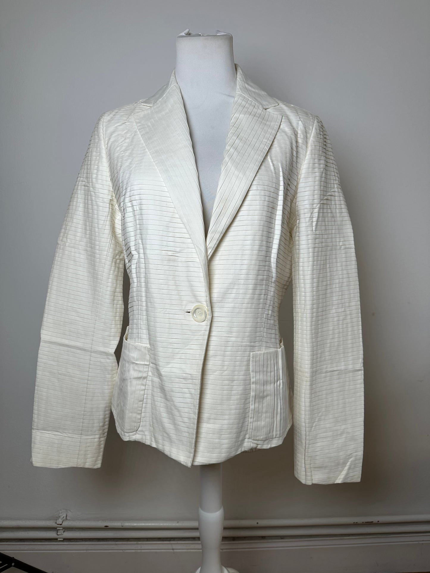 Vintage Celine Cotton Silk Blazer Cream M