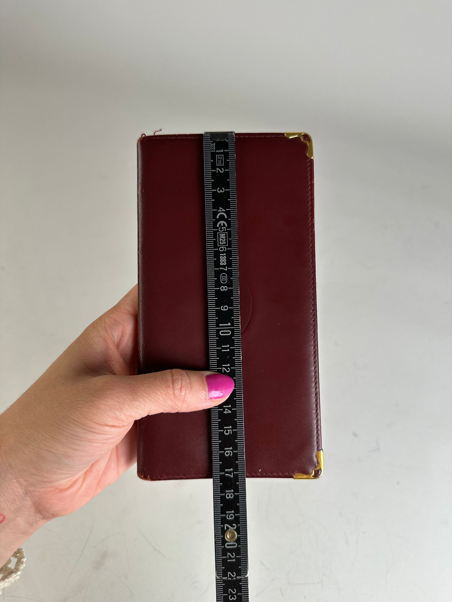 Vintage Cartier Leather Long Wallet Burgundy Gold