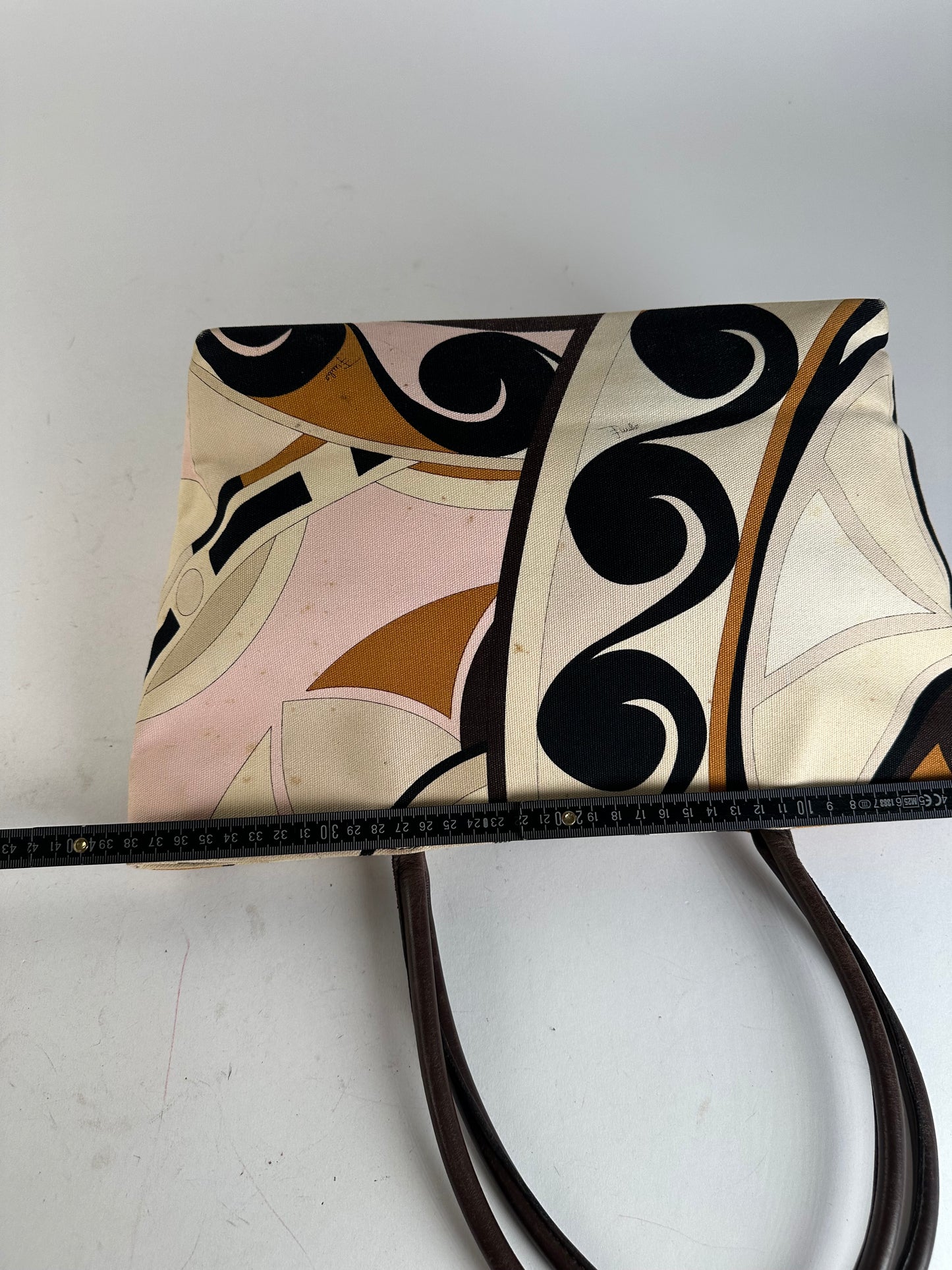 Vintage Emilio Pucci Tote Bag Canvas Cream Multicolor