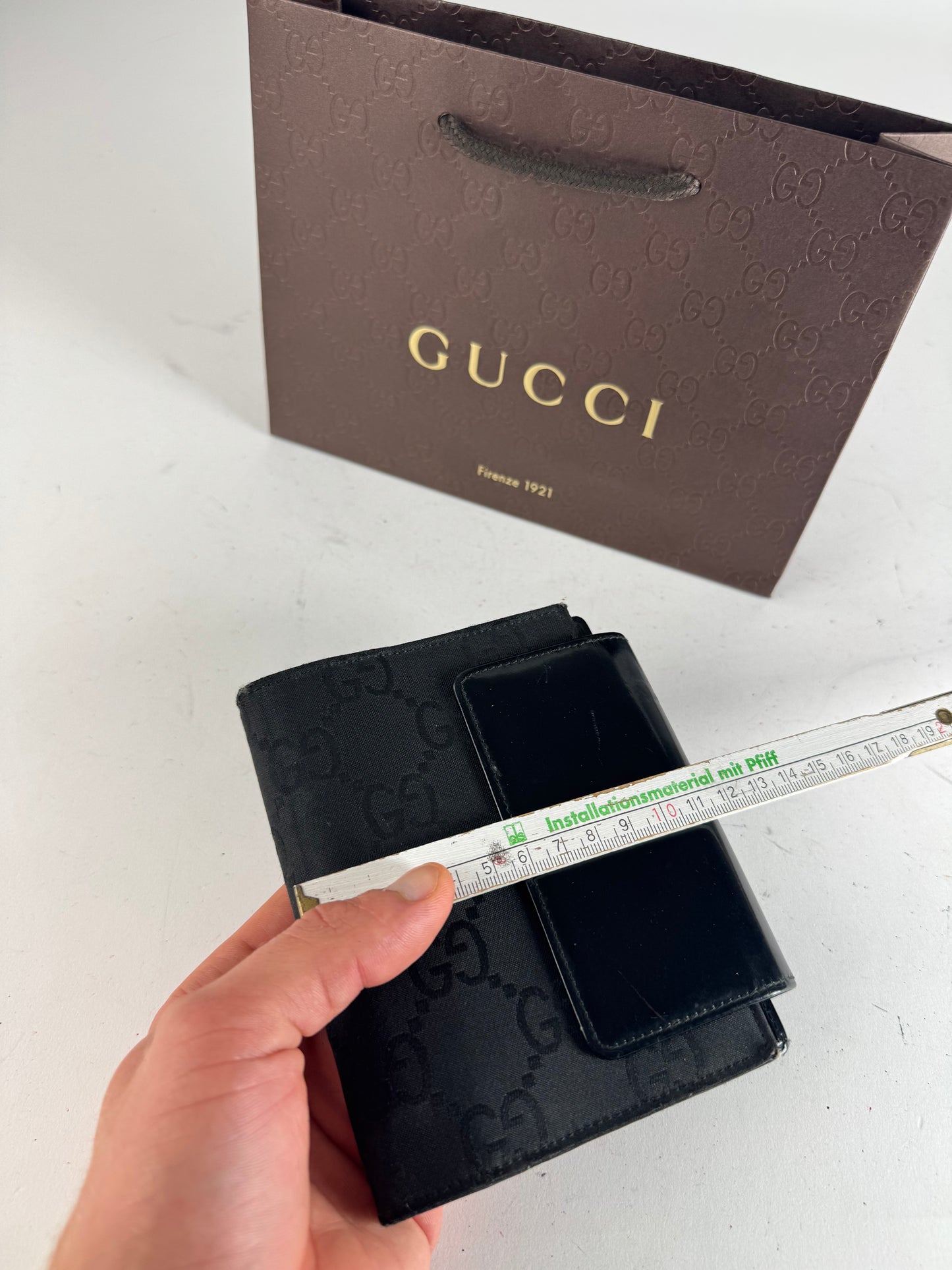 Vintage Gucci Monogram Card Holder Organizer Black