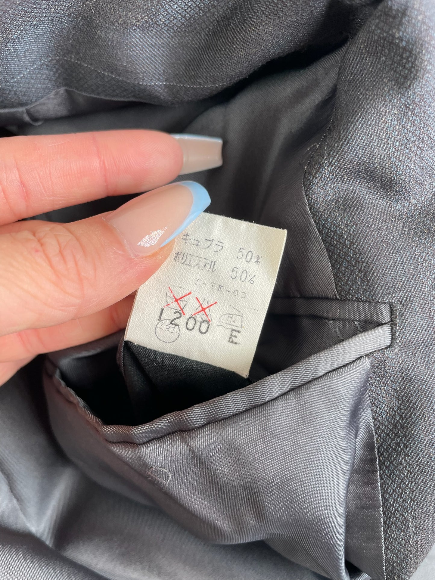 Vintage Dior Charcoal Wool Blend Blazer Striped XXL