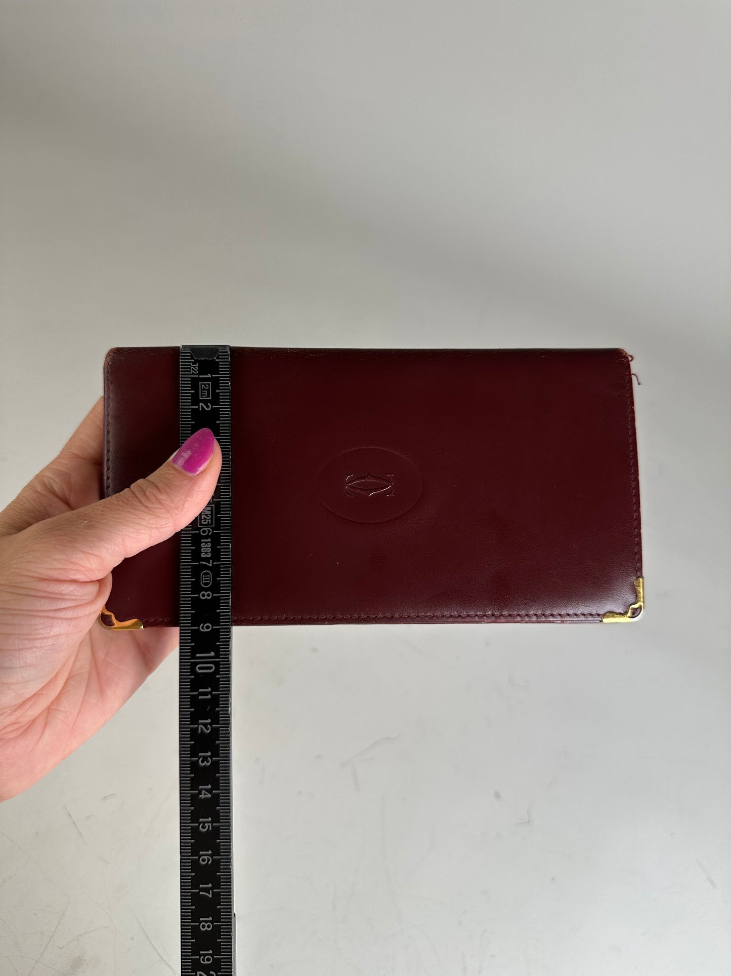 Vintage Cartier Leather Long Wallet Burgundy Gold