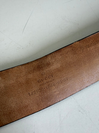 Vintage Gucci GG Supreme Canvas Belt Beige Brown Silver