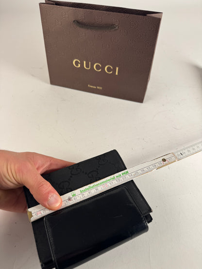 Vintage Gucci Monogram Card Holder Organizer Black