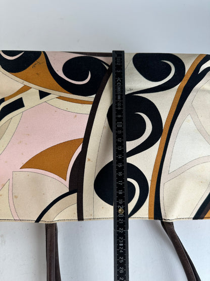 Vintage Emilio Pucci Tote Bag Canvas Cream Multicolor