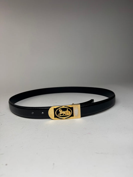 Vintage Celine Paris Leather Belt Black