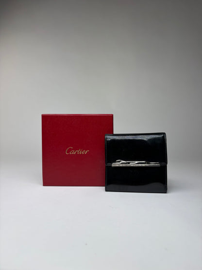 Vintage Cartier Patent Leather Bifold Wallet Late 1990s Black