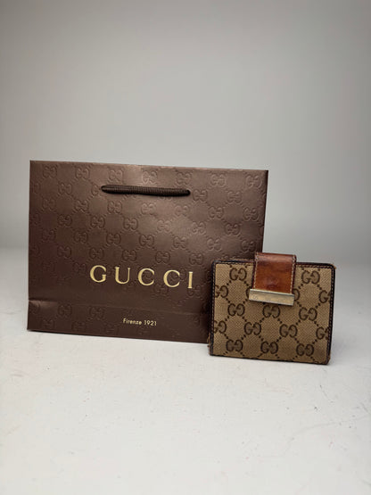 Vintage Gucci Monogram Wallet Brown Gold