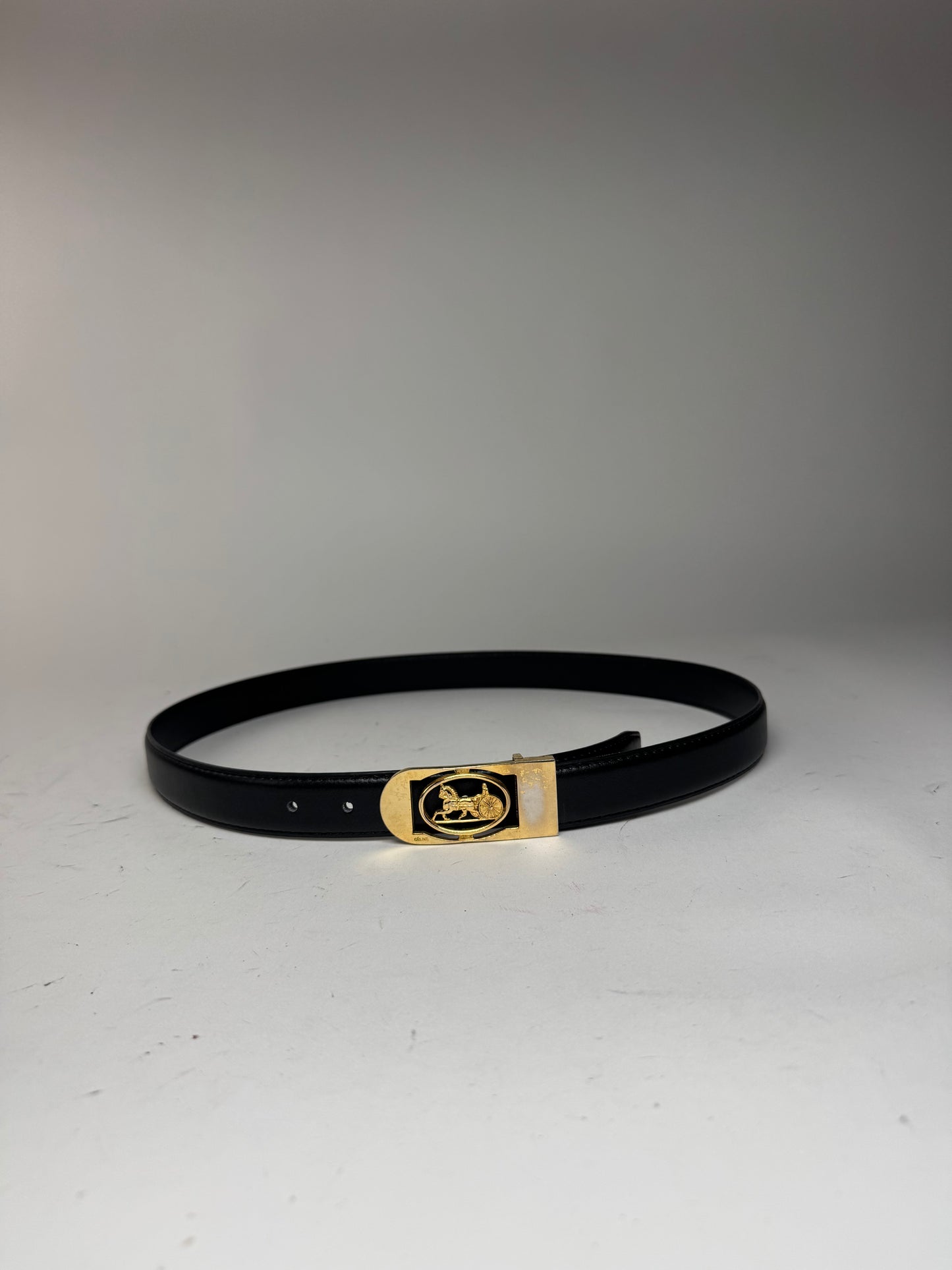 Vintage Celine Paris Leather Belt Black