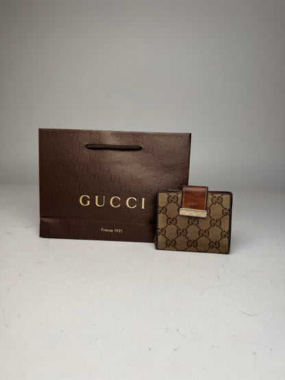 Vintage Gucci Monogram Wallet Brown Gold