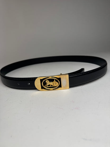 Vintage Celine Paris Leather Belt Black