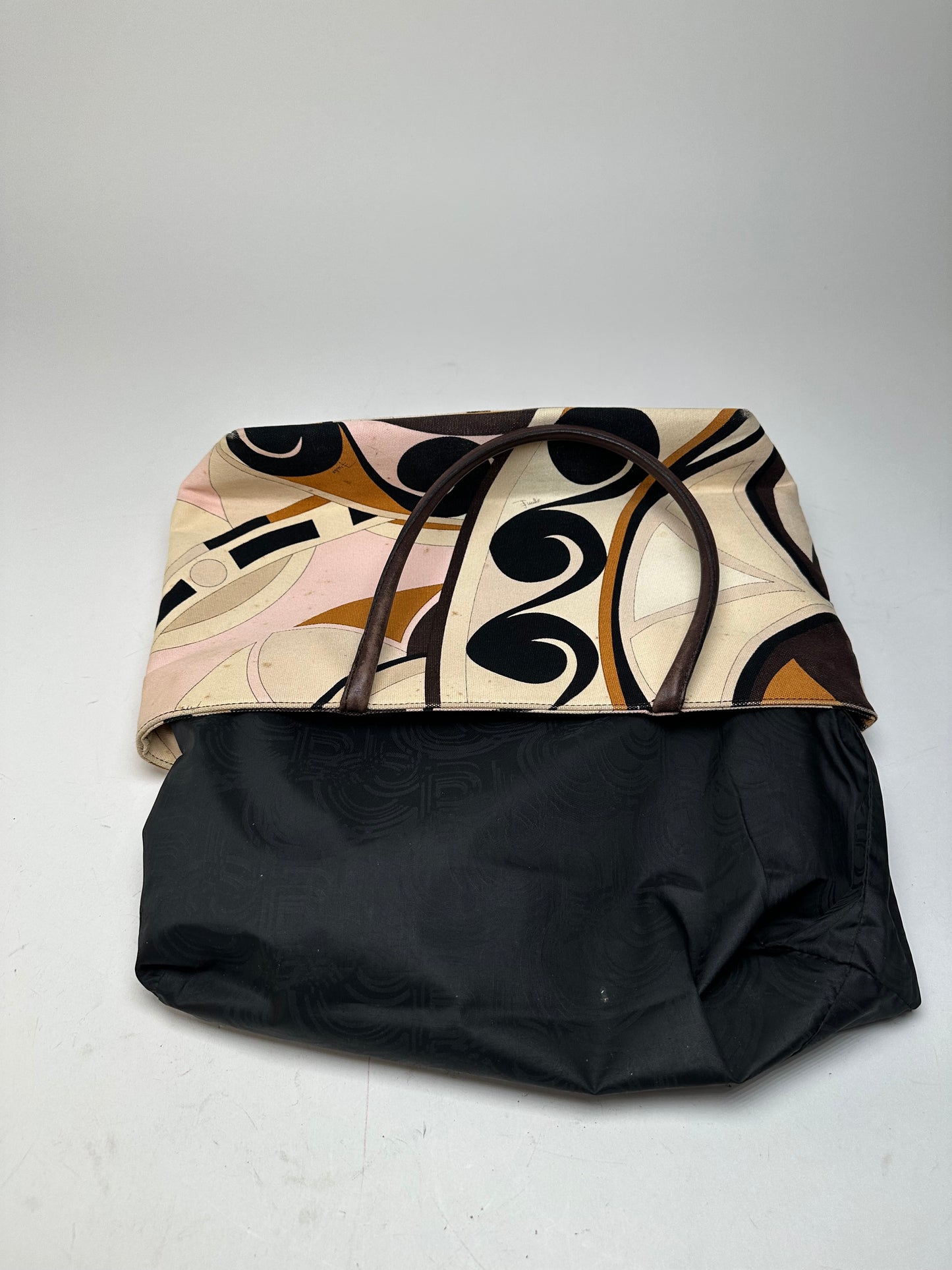 Vintage Emilio Pucci Tote Bag Canvas Cream Multicolor